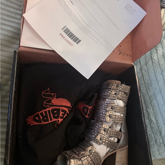 Freebird bronze Croc-Embossed Heeled Boots - Picture 3 of 5